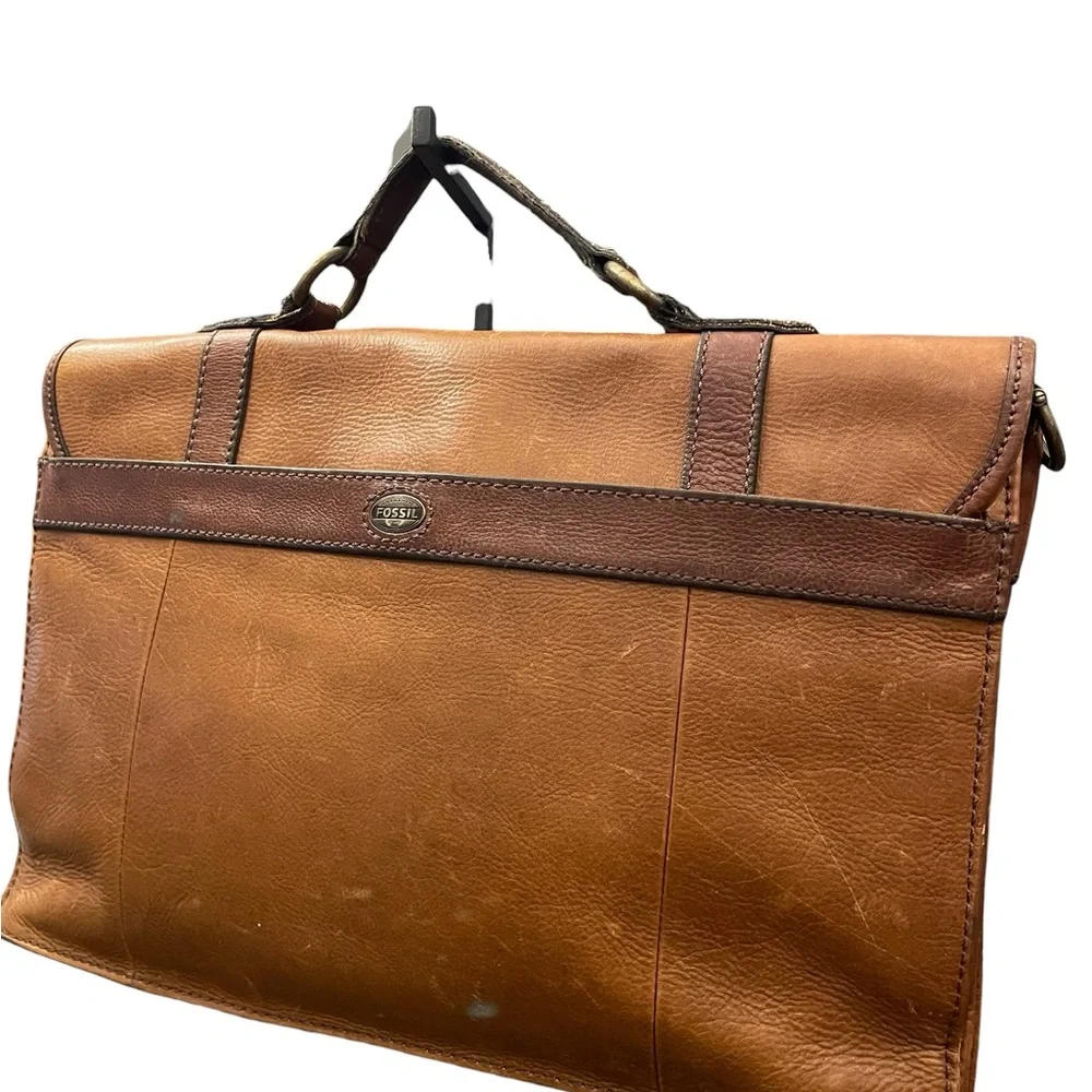Fossil Vintage Weekender Large Distressed Brown Leather Satchel Bag‎ Travel
